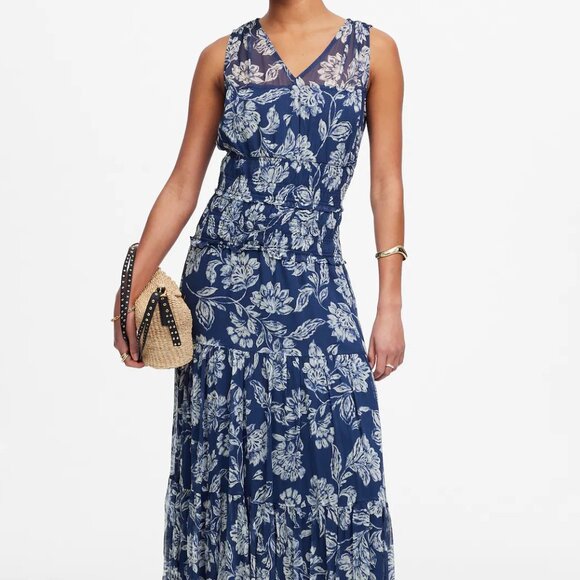Madewell Sheer V-Neck Maxi Dress in Floral size 2 FLAWED - Picture 1 of 14